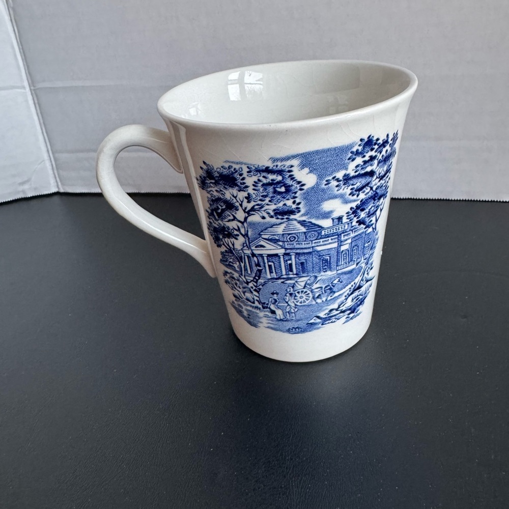 Blue Transferware Ceramic Coffee Mug - Classic Scenic Design Made in England